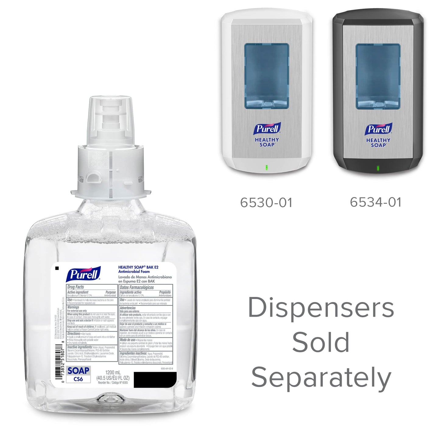 PURELL HEALTHY SOAP BAK E2 Antimicrobial Foam, Fragrance Free, 1200 mL Refill for PURELL CS6 Automatic Soap Dispenser (Pack of 2) - 6585-02 Beauty & Personal Care Purell