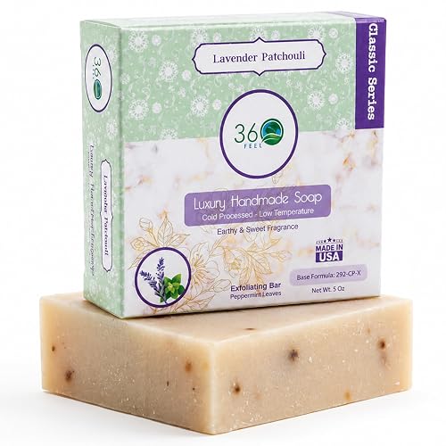 360Feel Lavender Patchouli Soap - Made in the USA - Castile Handmade, All-Natural, Cold-Processed - Infused with Lavender & Patchouli Scent Beauty & Personal Care 360Feel
