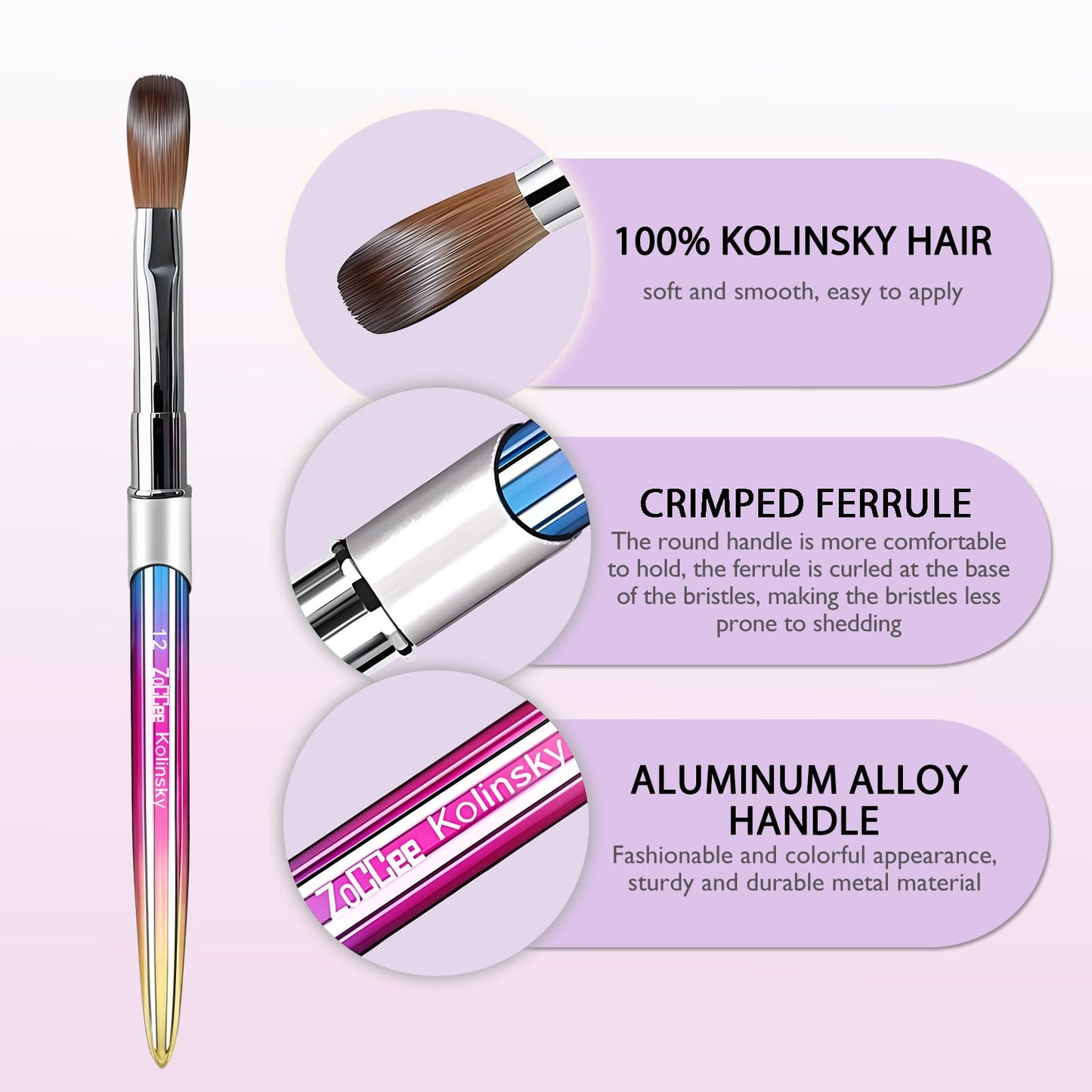 Acrylic Nail Brush - 100% Kolinsky Sable Hair Brush for Acrylic Application - Professional Salon-Grade Tools with Box for Nail Art, Extensions & 3D Beauty & Personal Care ZoCCee