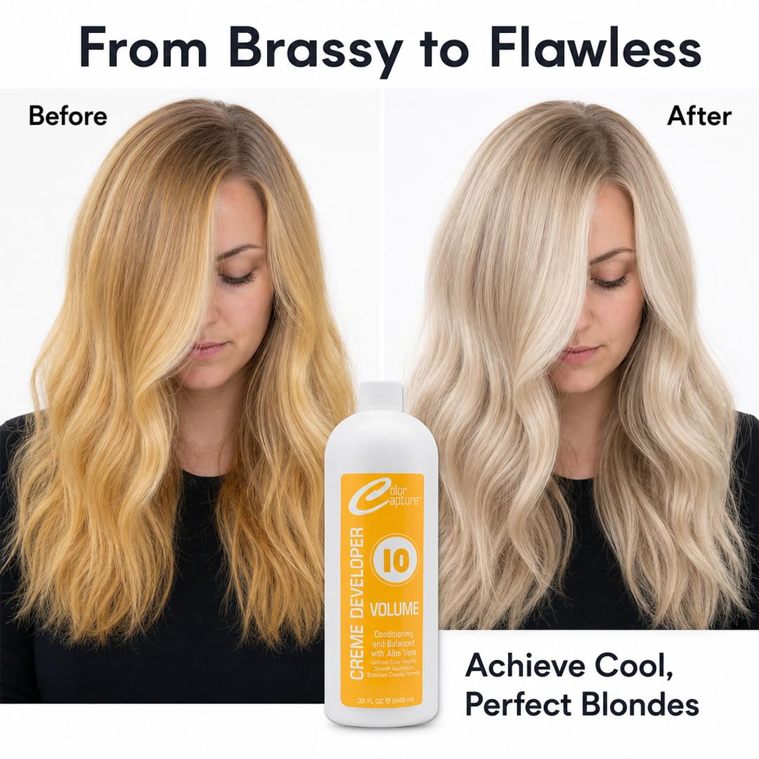 COLOR CAPTUR 10 Volume Cream Hair Developer - Aloe Vera Conditioning Activator for Deposit-Only Color | Paraben-Free, Cruelty-Free, GMP & ISO Beauty & Personal Care COLOR CAPTURE