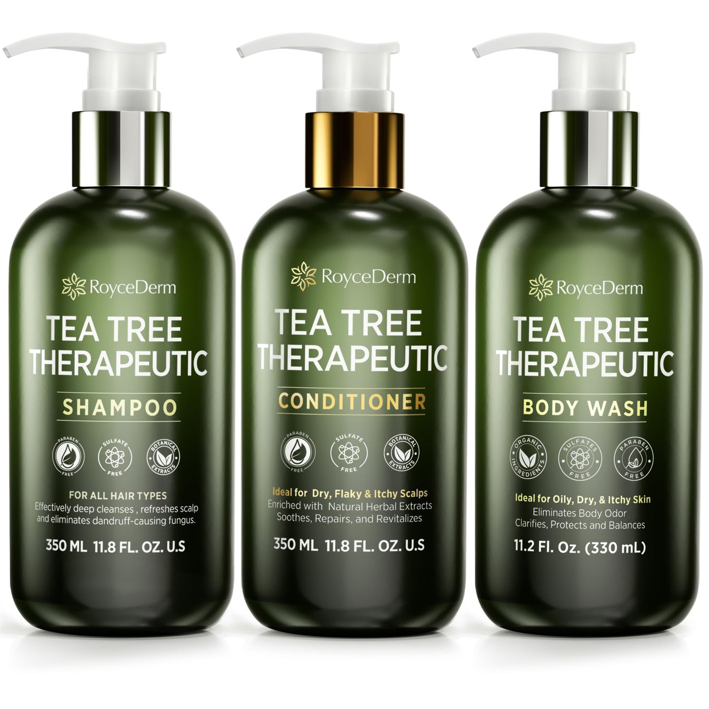 Roycederm Tea Tree Therapeutic Set: Shampoo, Conditioner & Body Wash Beauty & Personal Care Roycederm