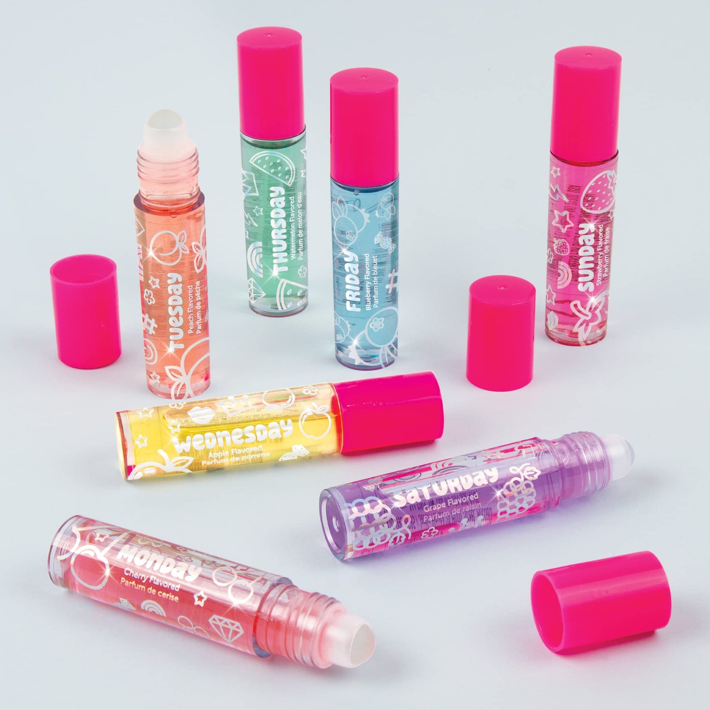 Make It Real 3C4G Days of the Week Lip Gloss Set - 7 Pack Kids Lip Gloss Kit - Clear Flavored Roll On Lip Gloss for Girls & Teens Beauty & Personal Care Make It Real