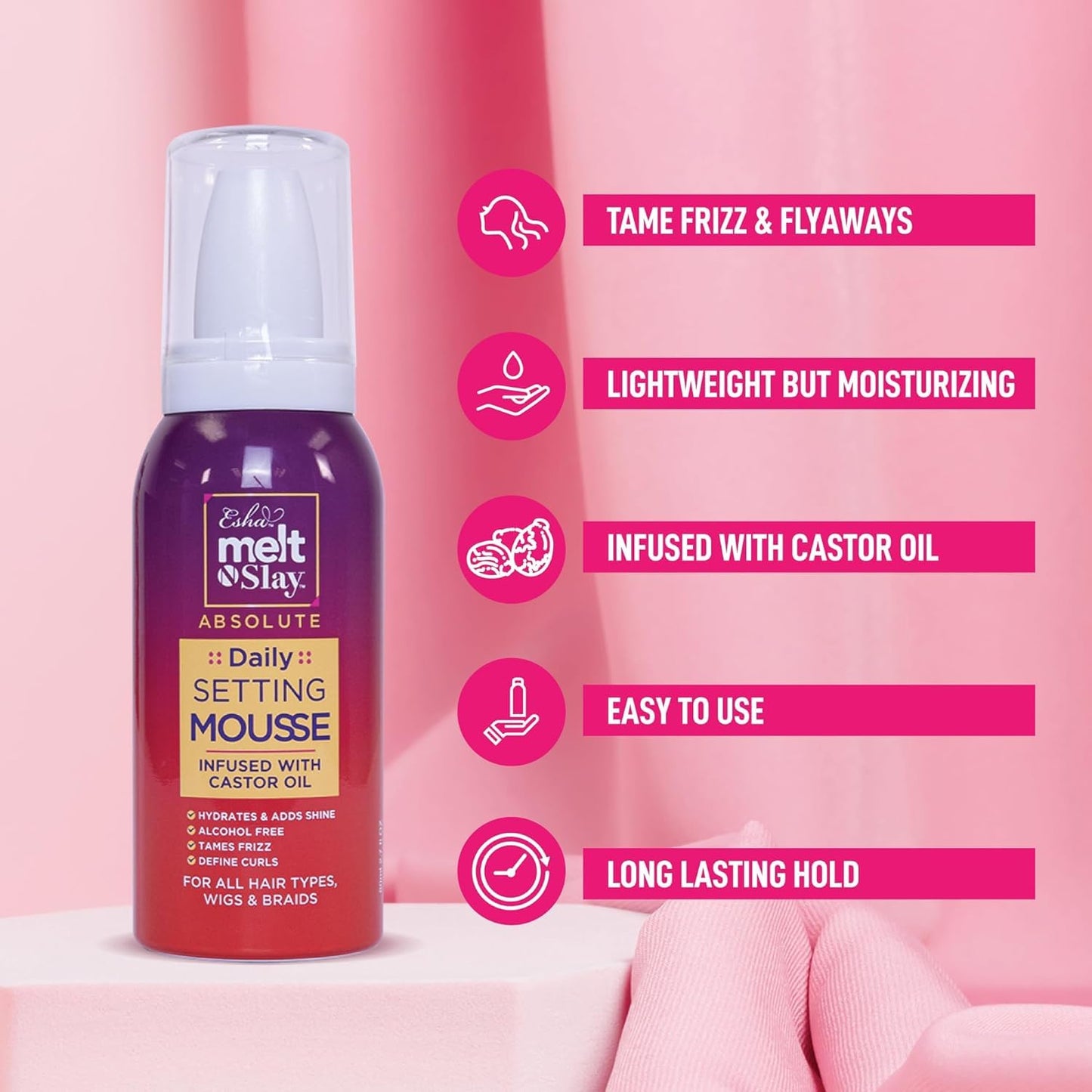 Esha Melt N Slay Daily Setting Hair Mousse (2.7 Fl oz) Beauty & Personal Care Esha