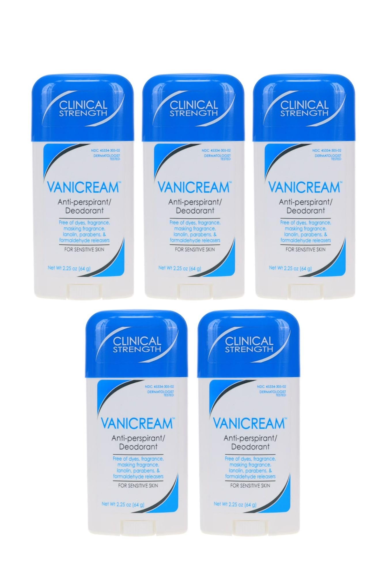 Vanicream Anti-Perspirant Deodorant Clinical Strength Sensitive Skin - 2.25 oz, Pack of 5 Beauty and Personal Care Vanicream