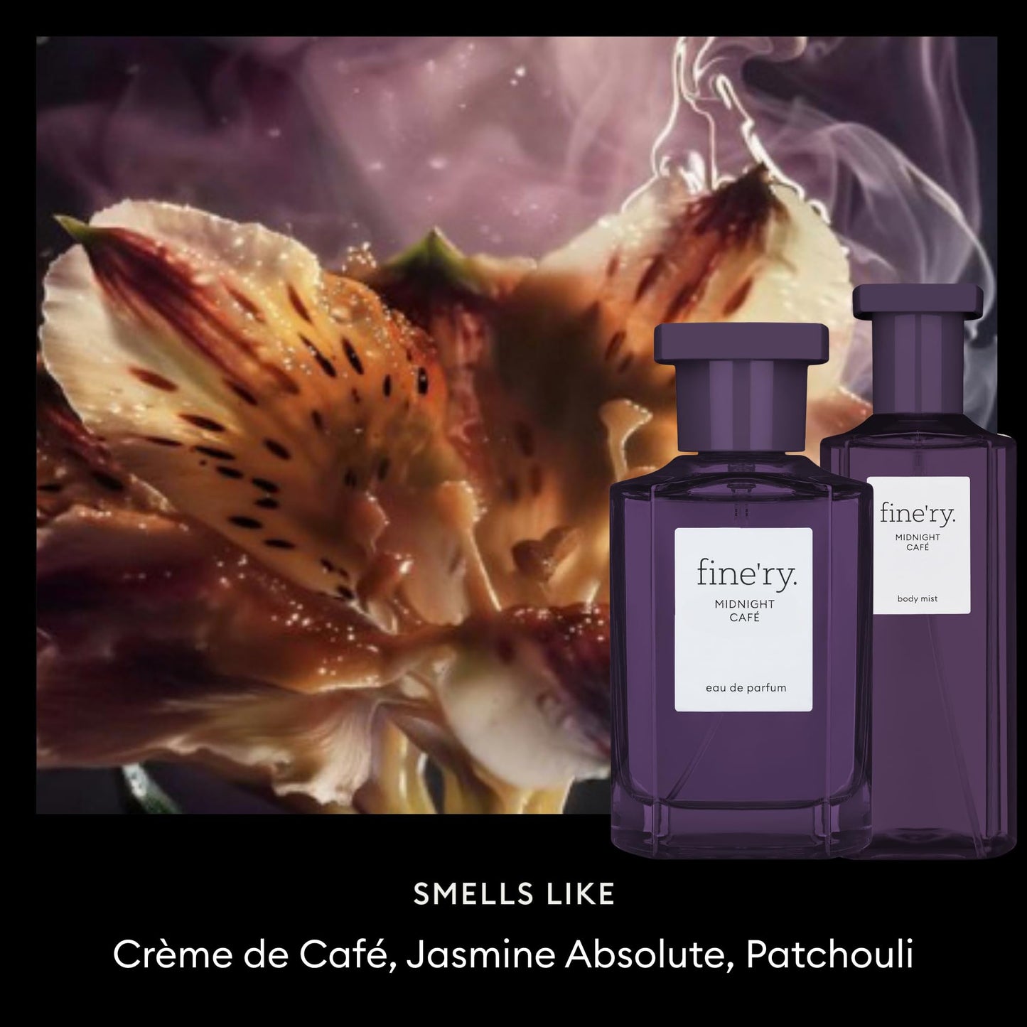 Fine'ry Midnight Cafe Eau De Parfum & Body Mist Set - Warm & Spicy Notes Of Crème De Café & Jasmine - Fragrance Layering Combo (2oz + 5oz) Beauty & Personal Care Fine'ry
