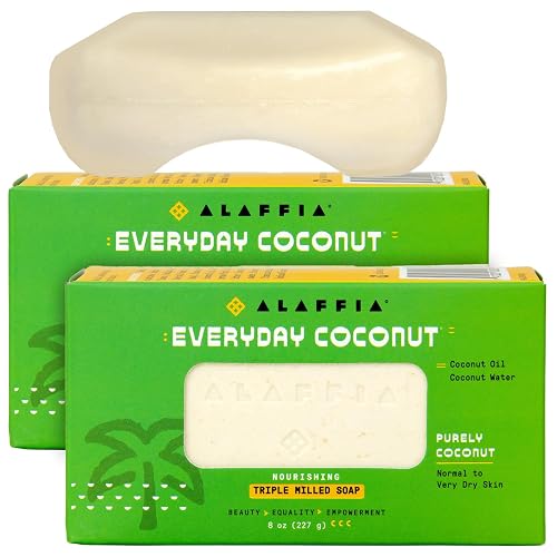 Alaffia EveryDay Coconut Soap Bar - Body Soap, Natural Coconut Oil, Shea Butter & Aromatic Plant Extracts, Ergonomic Bar Soap, Purely Coconut Scent, 8 Beauty & Personal Care Alaffia