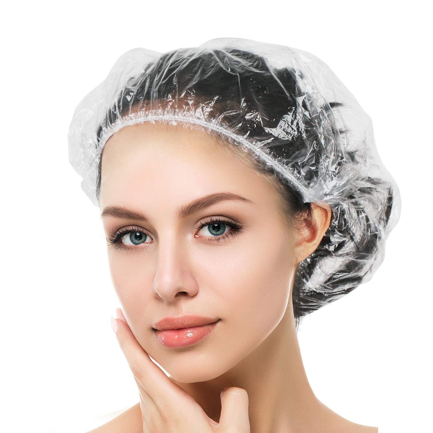 Auban 50 PCS Shower Cap Disposable,Bath Caps Larger Thick Clear Waterproof Plastic Elastic Hair Bath Caps For Women Hotel Travel Essentials Beauty & Personal Care Auban