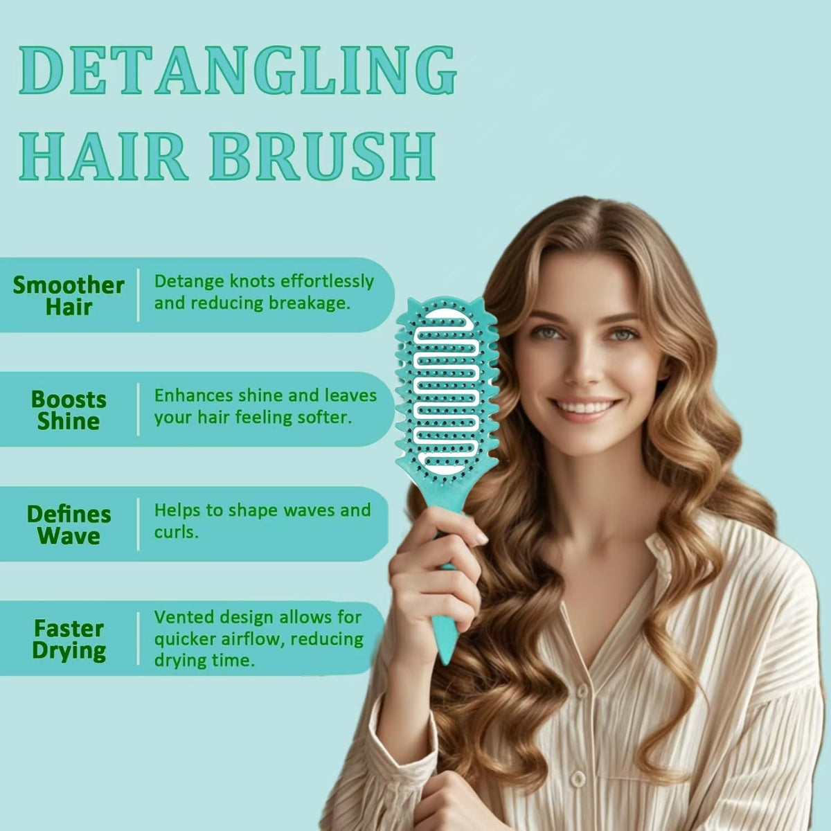 New Curl and Styling Brush for Defining Curly Hair - 2025 Vented Detangling for Wet for Combing Men's and Women's Curls, Reduces Pulling and