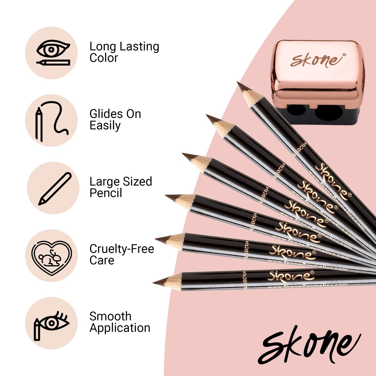 Skone Cosmetics Tattooed Solid Eyeliner - Eyeliner Pencil Black - Smooth Soft Gliding, Waterproof, No Smudging Pencil Eyeliner - Long Lasting Under Beauty & Personal Care Skone Cosmetics