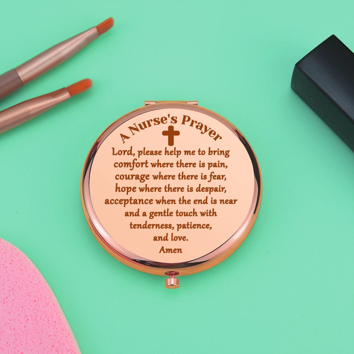 Nurse Appreciation Gifts for Women Nurse Prayer Gifts Compact Makeup Mirror for Nurse Student Nurse Gifts for Women Folding Makeup Mirror for Her Beauty & Personal Care Mwphuy