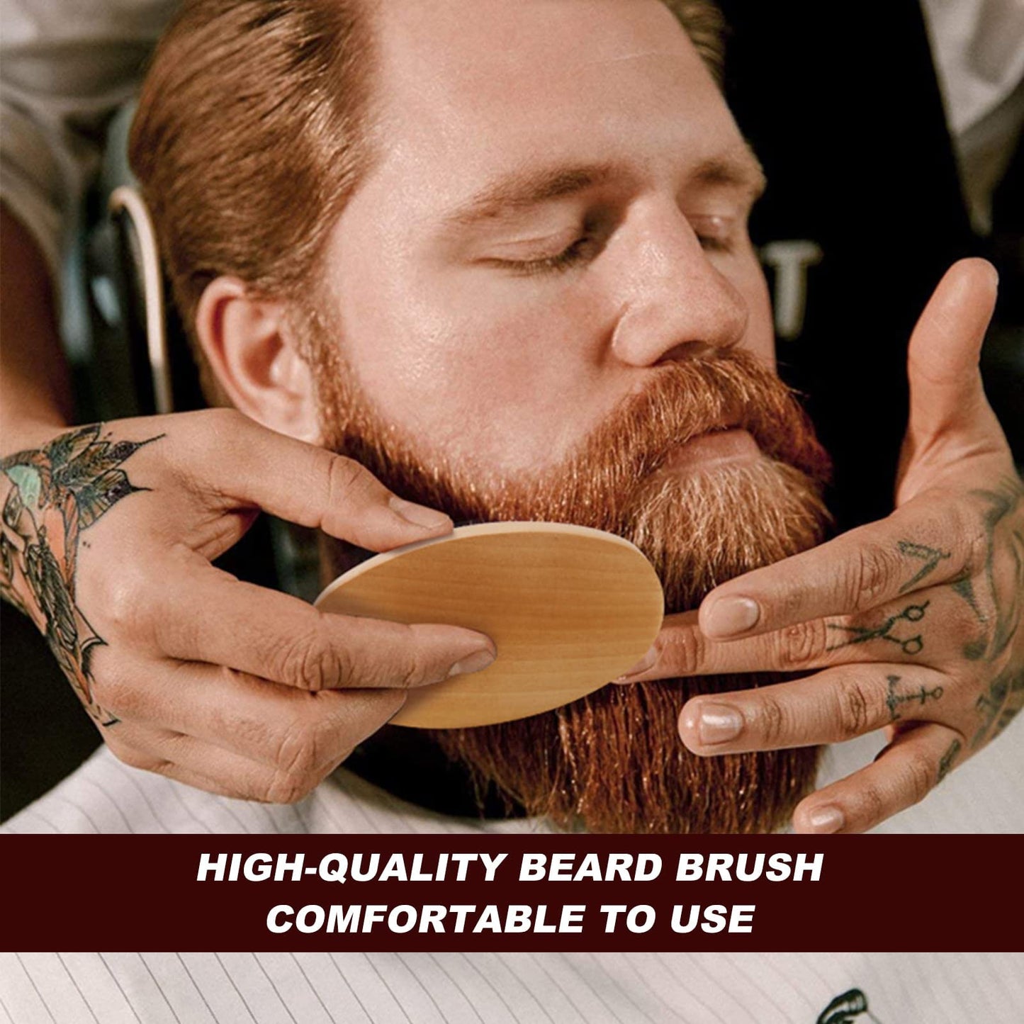 Wooden Beard Grooming Set, 2-Piece Boar Bristle Brush and Comb Kit for Men's Facial Hair Care and Styling Beauty and Personal Care FITALA