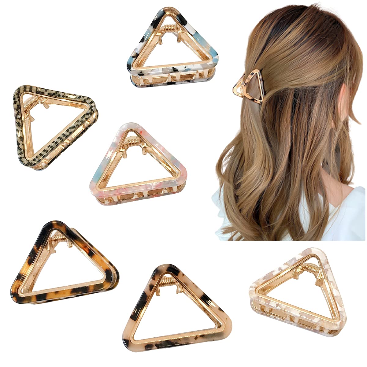 Yusier 6 PCS Small Hair Claw Clips 2 Inch Acetate Hair Jaw Clips 6 Colors Fashion Leopard Claw Hair Clips for Women Girls Beauty & Personal Care Yusier