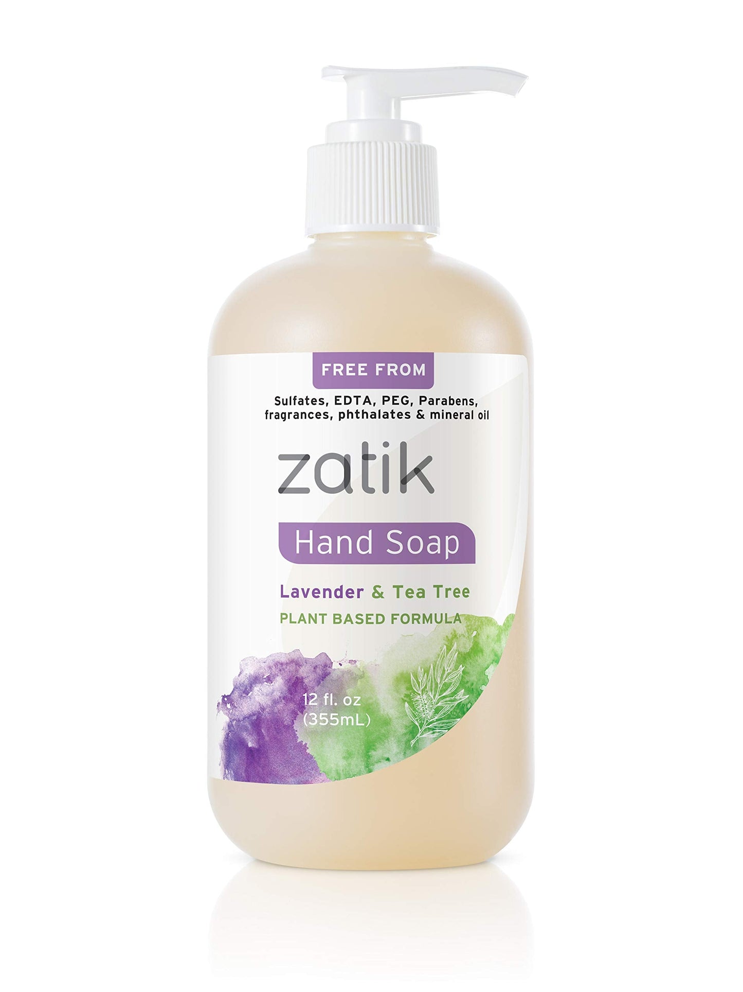 Zatik Naturals - Liquid Hand Soap (Lavender + Tea Tree), Moisturizing Handwash, Grey Water Safe, 12 fl oz (Pack of 1) Beauty & Personal Care Zatik