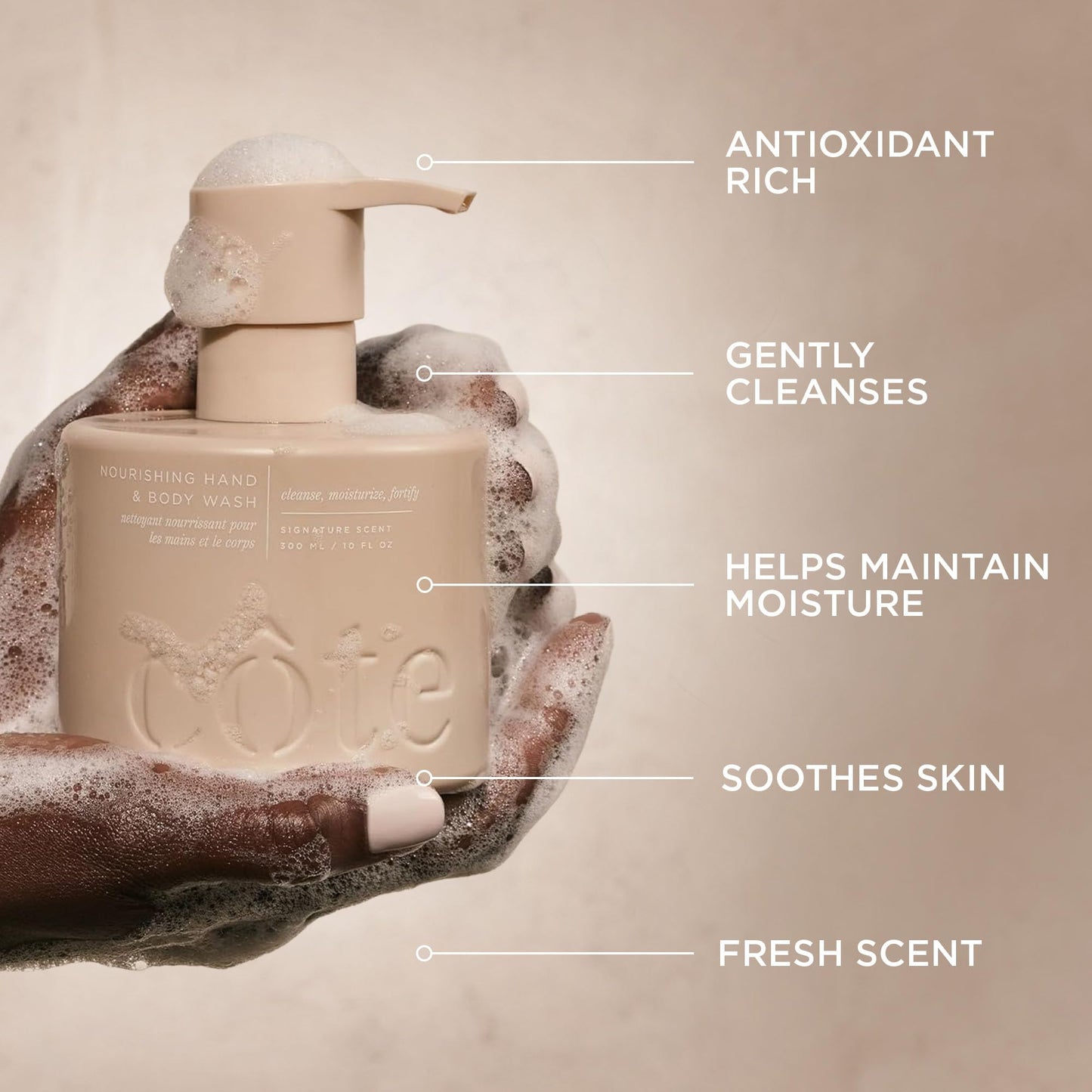Cote Beauty’s Nourishing Hand & Body Wash for Dry Skin, Soothing Formula, Hydrating Body Wash for Sensitive Skin, Antioxidant Rich Cleanser, Vegan Beauty & Personal Care Cote Shop