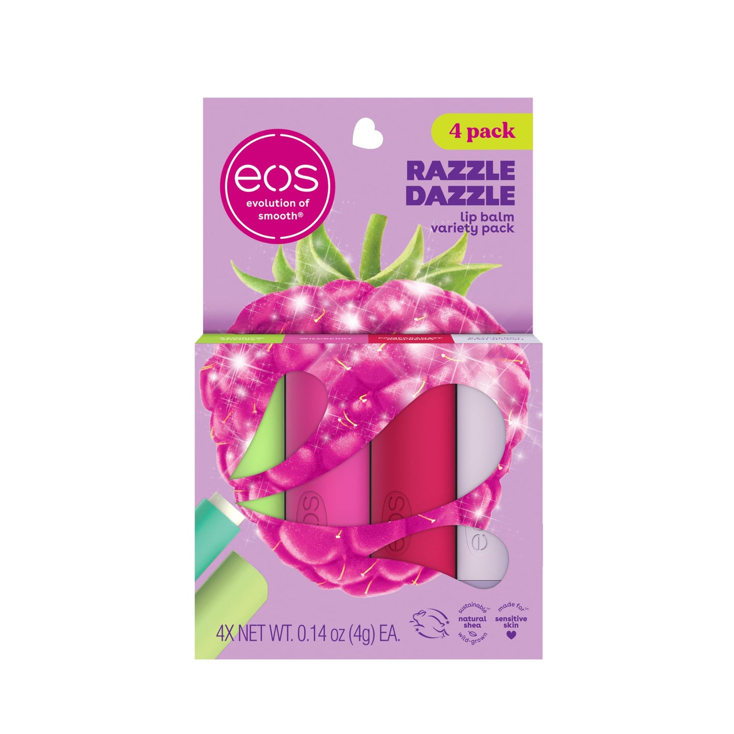 eos Lip Balm Gift Set- Razzle Dazzle, Limited-Edition Lip Moisturizer, Variety Pack, 0.14 oz, 4-Pack Beauty and Personal Care eos