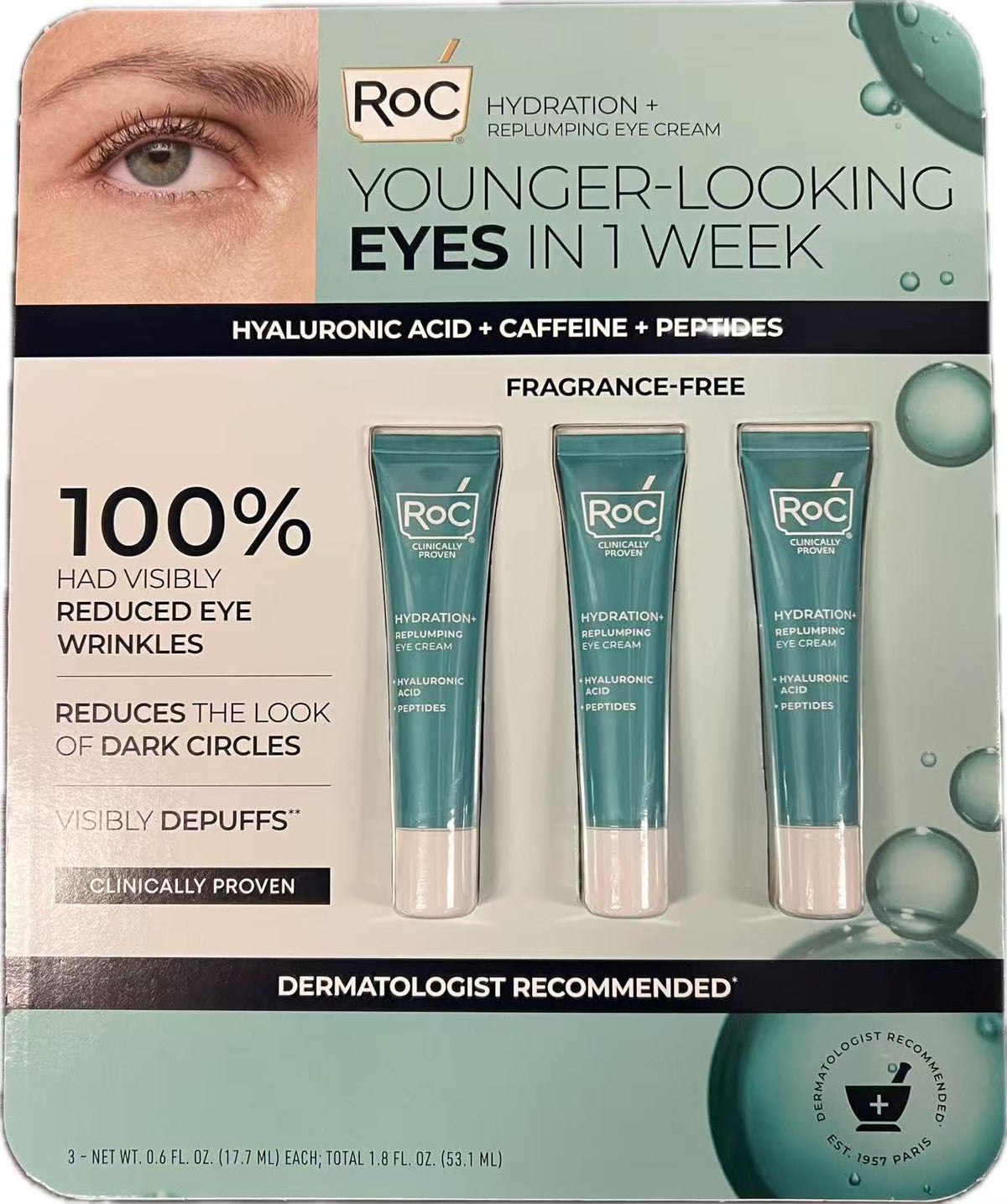 Hydrate and Plump Eye Cream 0.6 oz 3-pack Beauty & Personal Care RoC