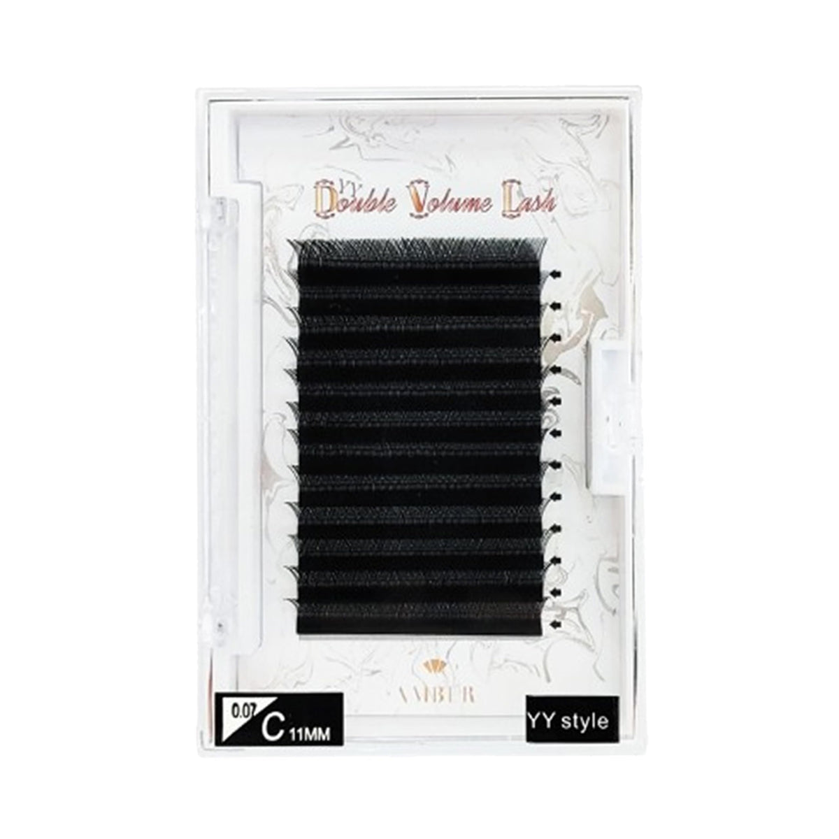 Amber Lash Double Volume YY Lash for Eyelash Extension Professionals, 0.07mm Thickness, Various Curls and Lengths