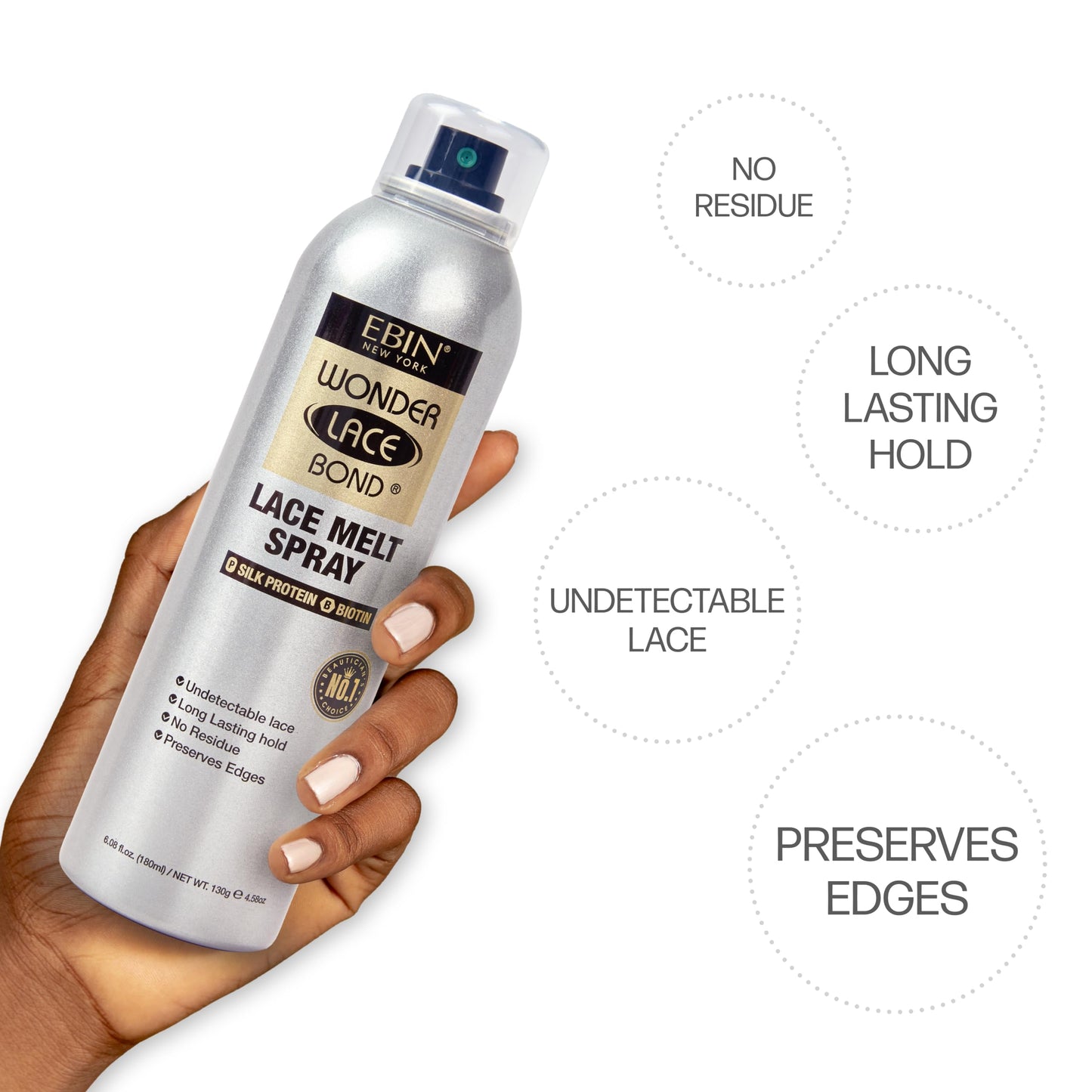 EBIN NEW YORK Wonder Lace Bond Lace Melt Aerosol Spray Silk Protein + Biotin | Extra Firm Hold Wig Adhesive Spray | Moisturizing Natural Finish | 2.7 Beauty & Personal Care EBIN NEW YORK