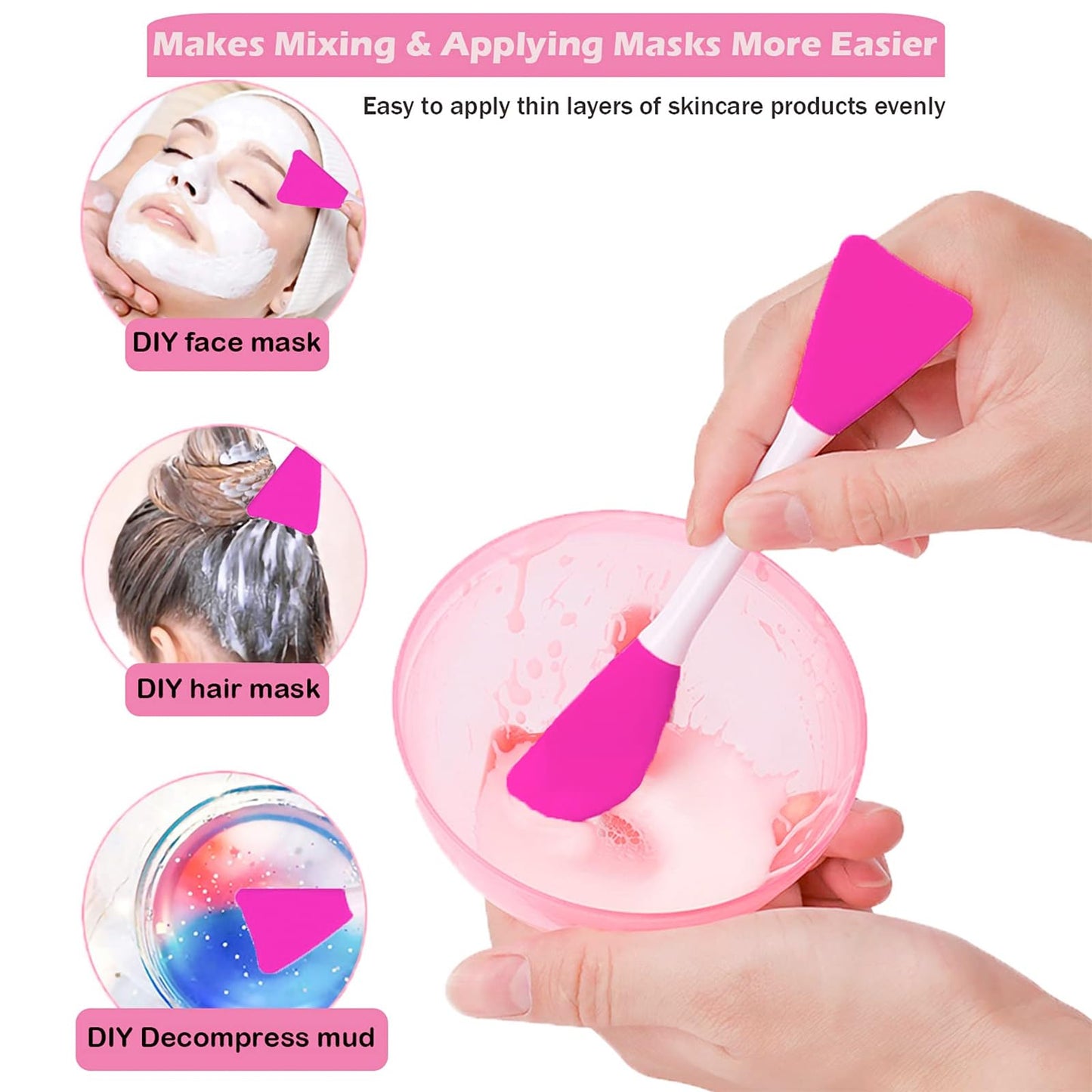 RamPula Mask Applicator Silicone Face Brush Face Mud Cream,Clay Mask,DIY,Modeling Mask Brushes DIY Mud Mixing Spatula Double-end Handheld Scoop Skin Beauty & Personal Care RamPula