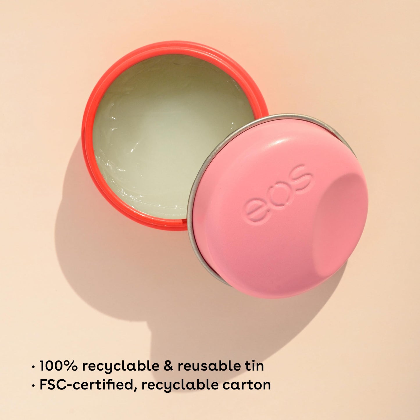 eos Plant-Based Vegan Lip Salve - Strawberry Sorbet, 100% Natural Formula, Made with Upcycled Olive Squalane, Cruelty-Free Lip Balm, 0.42 oz Beauty and Personal Care eos