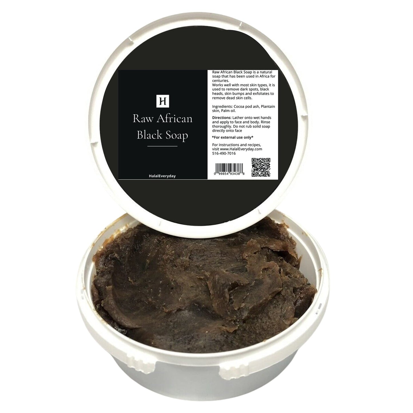 HalalEveryDay African Black Soap paste 16 oz - Made with pure Raw African Black soap - Free of all chemicals Beauty & Personal Care HalalEveryDay