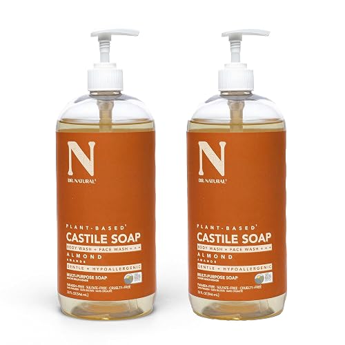 Dr. Natural Castile Liquid Soap, Almond, 2 pc - Sulfate-Free, Paraben-Free, Cruelty-Free Multi-Purpose Soap with Shea Butter, Coconut Oil, Olive Oil Beauty & Personal Care Dr. Natural