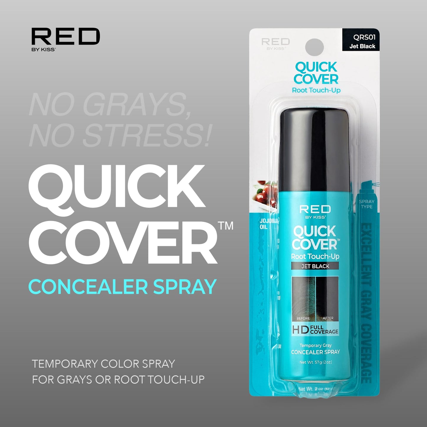 Red by Kiss Quick Cover Root Touch-Up Spray, Waterproof & Smudge-Proof Gray Coverage, Quick-Dry Formula with Jojoba Oil, Lightweight & Travel-Friendly Beauty & Personal Care Red by Kiss