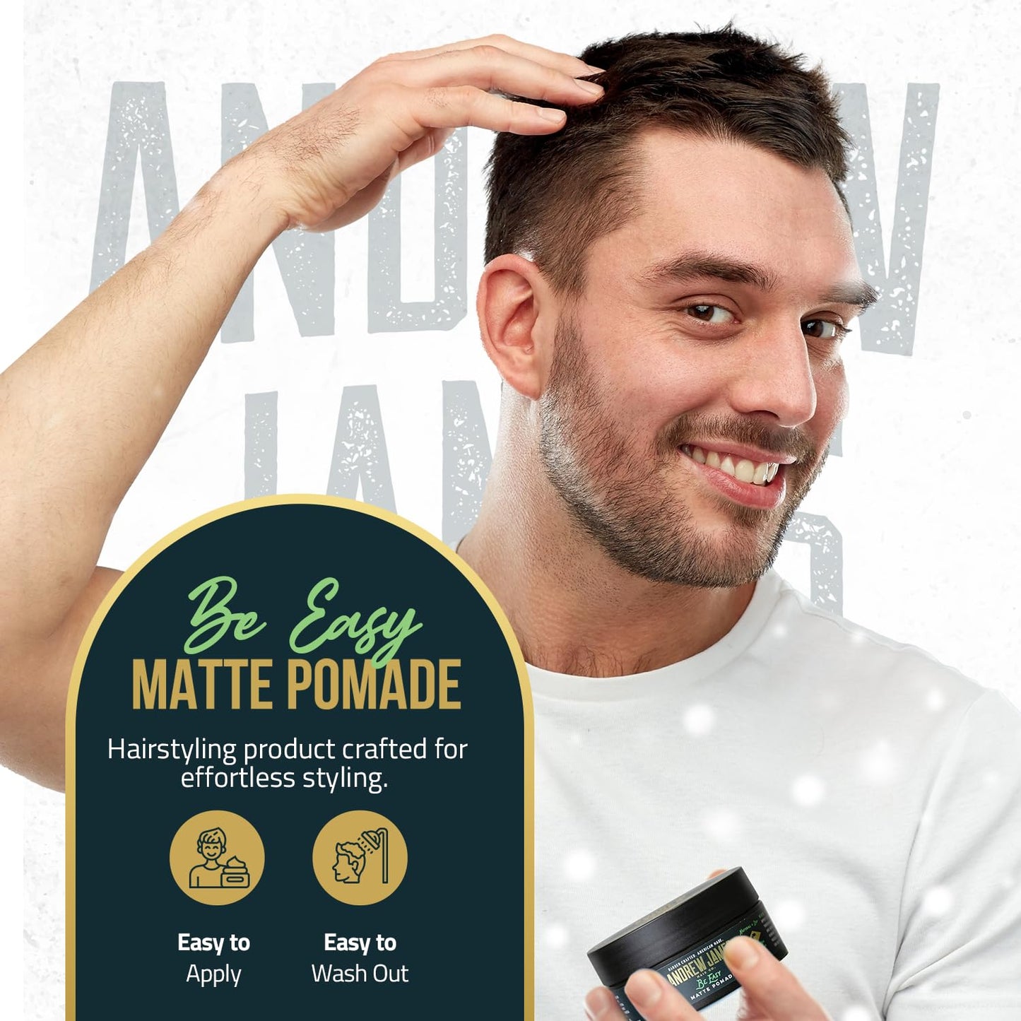 ANDREW JAMES Matte Pomade 3-Pack | Be Easy | 2.75 Ounce Each| Strong Hold | Matte Finish | Natural Look | Provides A Fuller Look | Easy To Wash Out | Beauty & Personal Care ANDREW JAMES