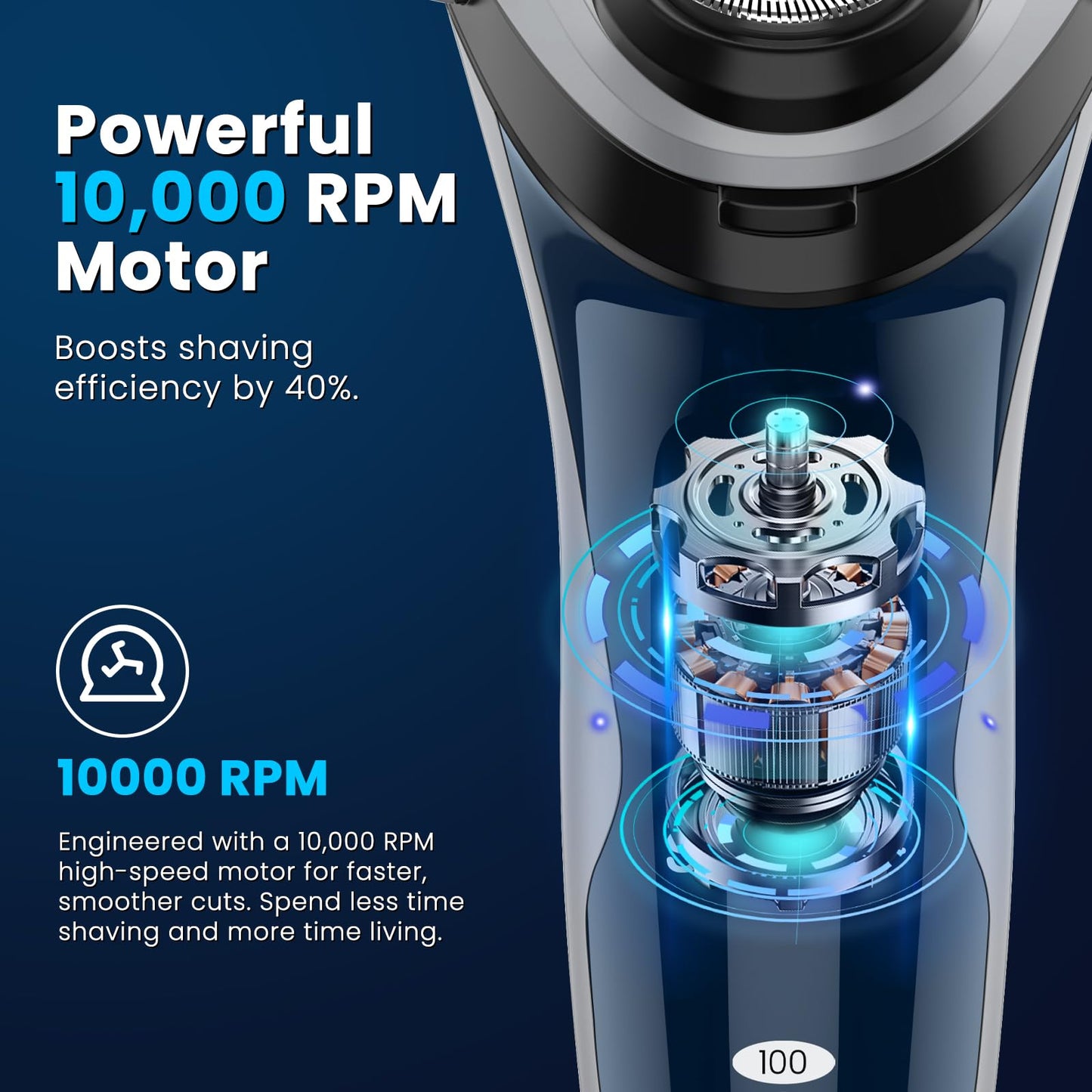 Phisco Rechargeable Electric Razor for Men: 120-Min Electric Shaver with 1-Hour USB-C Fast Charge - IPX7 Waterproof Wet/Dry Shaver - 10000RPM Powerful Beauty and Personal Care Phisco