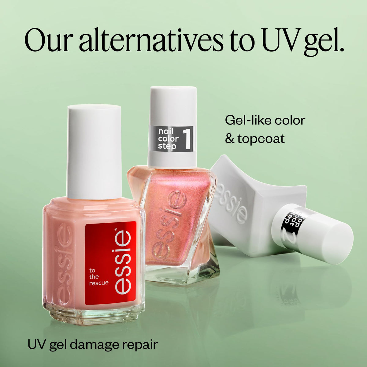 essie Gel Couture Gel-like Nail Polish, Vegan, Metallic Glaze Top Coat Nail Polish, Glazed Chrome, 0.46 fl oz