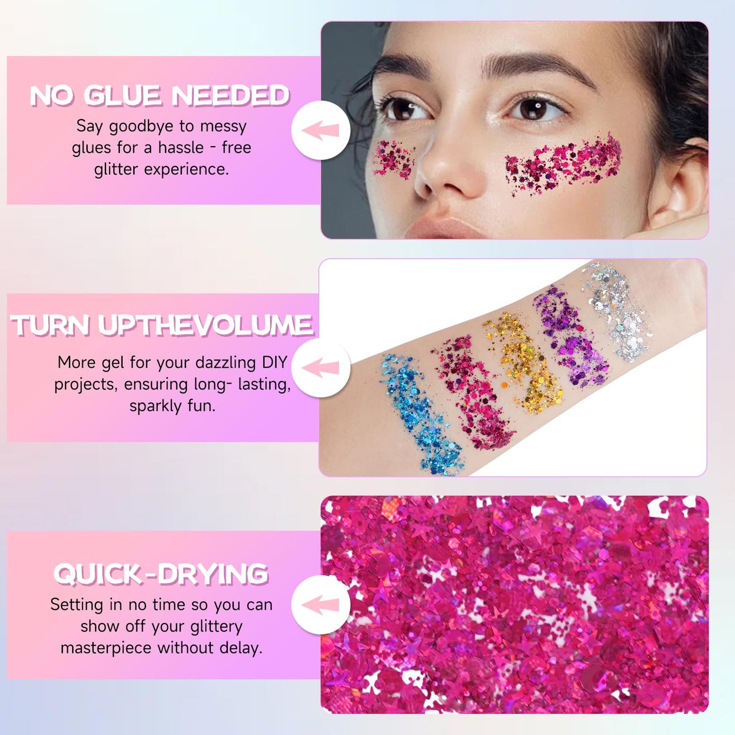 Pink Hair Glitter Gel,Hot Pink face Body Glitter,Singer Concert Outfits Easter Basket Stuffers Hair Glitter for Women and Kids, Music Festival Rave Beauty & Personal Care TUHPIBK