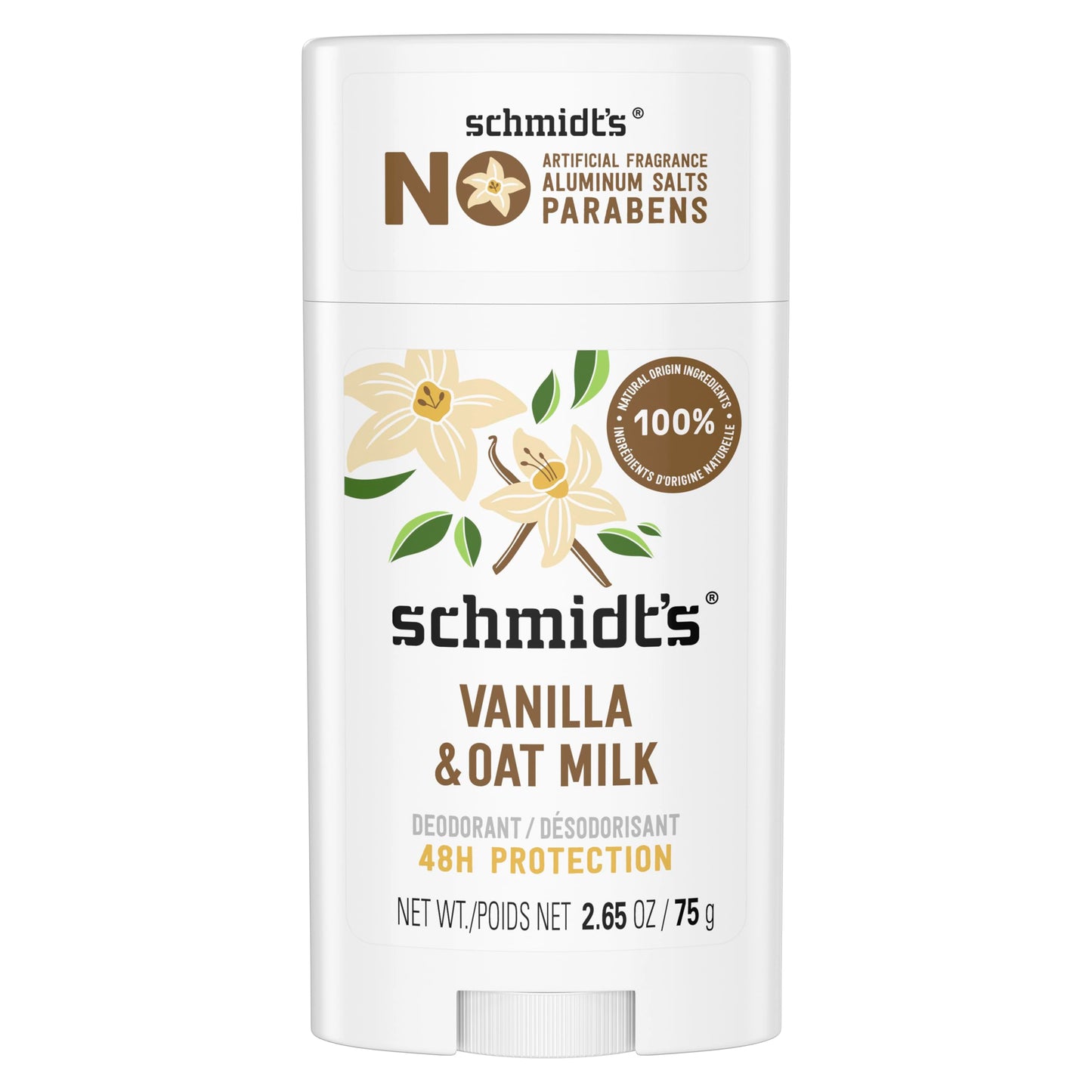 Schmidt's Vanilla & Oat Milk Deodorant Stick, 100% Natural Ingredients, Vegan Friendly, Cruelty Free, 2.65 Ounce (Pack of 1) Beauty and Personal Care Schmidt's