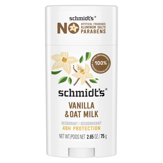 Schmidt's Vanilla & Oat Milk Deodorant Stick, 100% Natural Ingredients, Vegan Friendly, Cruelty Free, 2.65 Ounce (Pack of 1) Beauty and Personal Care Schmidt's
