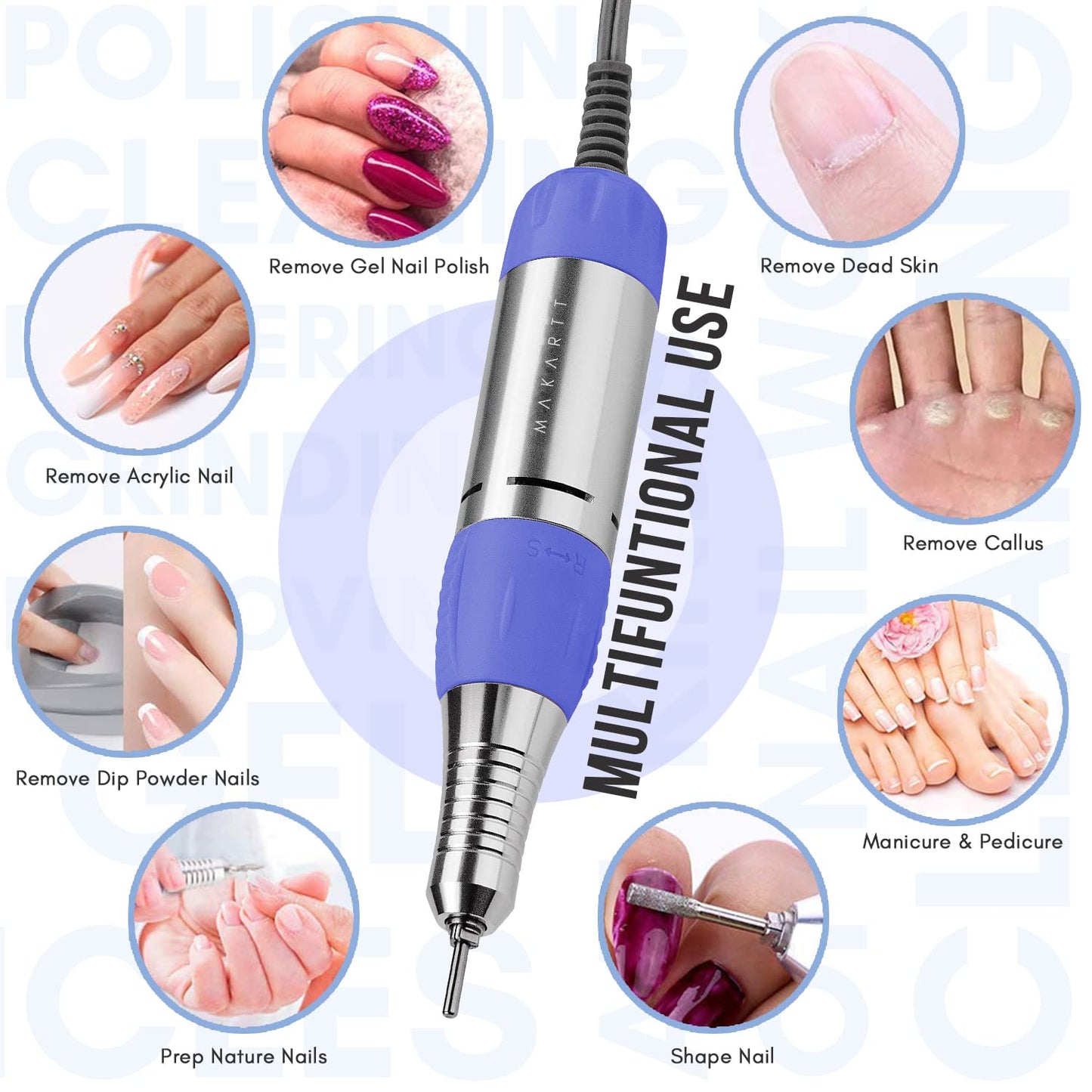 Makartt Nail Drill Electric Nail File JD700 Nail Drills for Acrylic Nails Professional 30000RPM Manicure Tools Nail Stuff Acrylic Nail Drill for Nail Beauty & Personal Care Makartt
