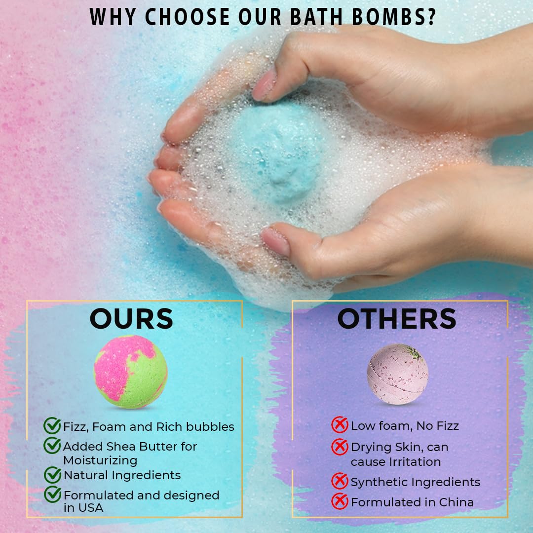 Bath Bombs for Women Gift Set - 24 Natural and Organic Bath Bombs with Essential Oils & Moisturizing Shea Butter, Spa Birthday Gift, Selfcare Gifts Beauty and Personal Care Mineral Me California
