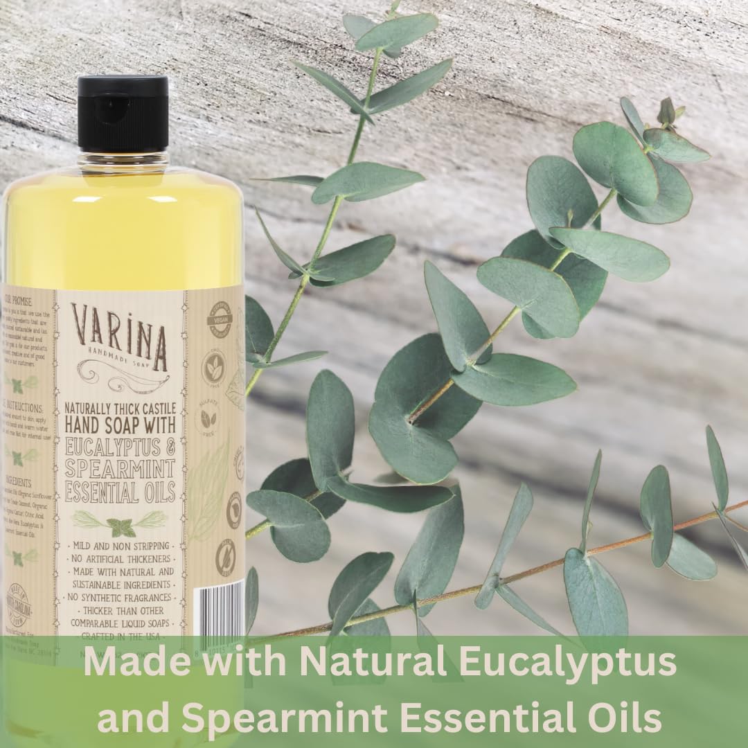 Varina Liquid Soap - Liquid Organic Castile Soap Eucalyptus Spearmint - 32oz Beauty & Personal Care Varina