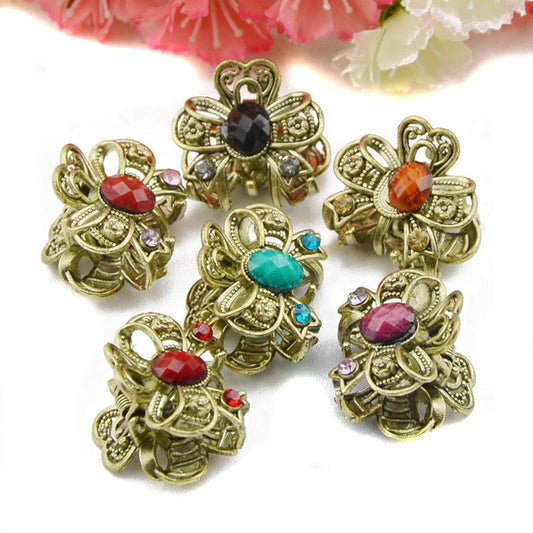 12PCS Vintage Chic Metal Alloy Rhinestone Mini Fancy Hair Claw Jaw Clips Pins for Women Lady Beauty & Personal Care Suoirblss
