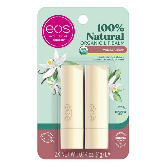 Eos Vanilla Bean Lip Balm Smooth Stick Set, White (Pack of 2) Beauty & Personal Care eos