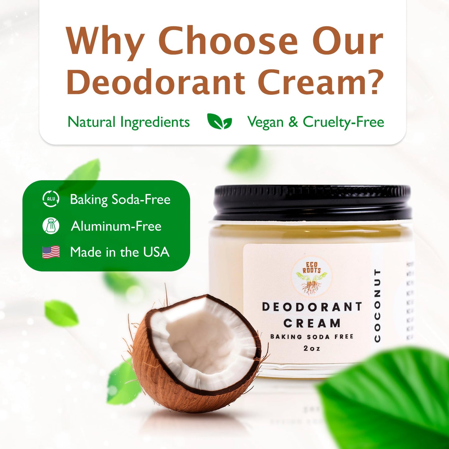 ECO ROOTS Natural Deodorant for Women & Men | Organic Deodorant Cream Non Aluminum | Baking Soda Free Healthy Deoderant for Body & Private Parts | All Beauty and Personal Care ECO ROOTS