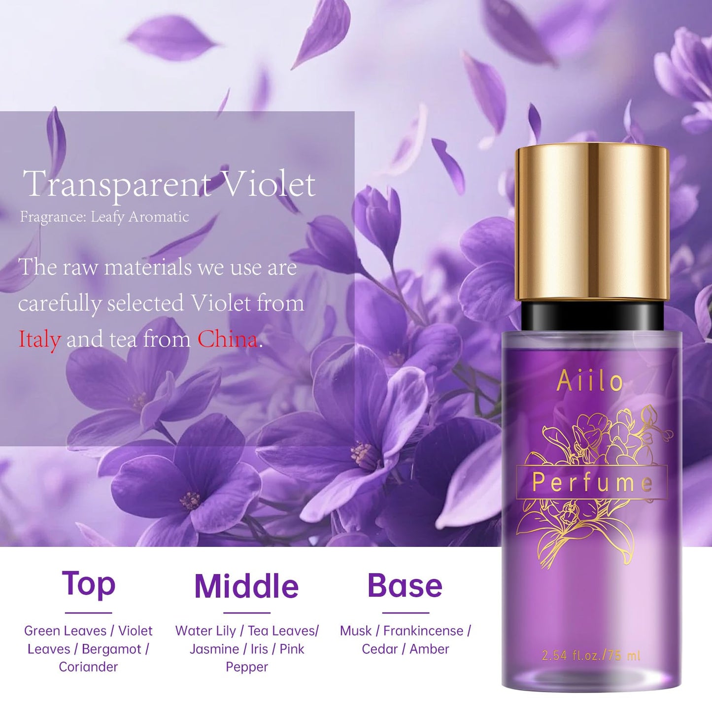 Aiilo Hair Perfume, Natural Fragrant Hair Perfume for Women, 8 Hours Longevity, Suitable for Hair, Body & Clothes - 75ml/2.54 fl oz (Transparent Beauty & Personal Care Aiilo