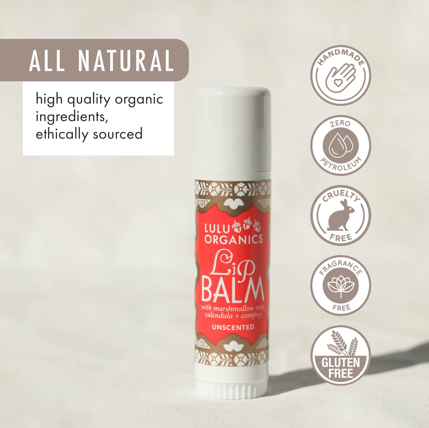 Lulu Organics Natural Lip Balm, Nourishing and Moisturizing Premium Lip Care, Handmade Hydrating Lip Balm, Lip Treatment for Dry and Cracked Lips Beauty and Personal Care Lulu Organics