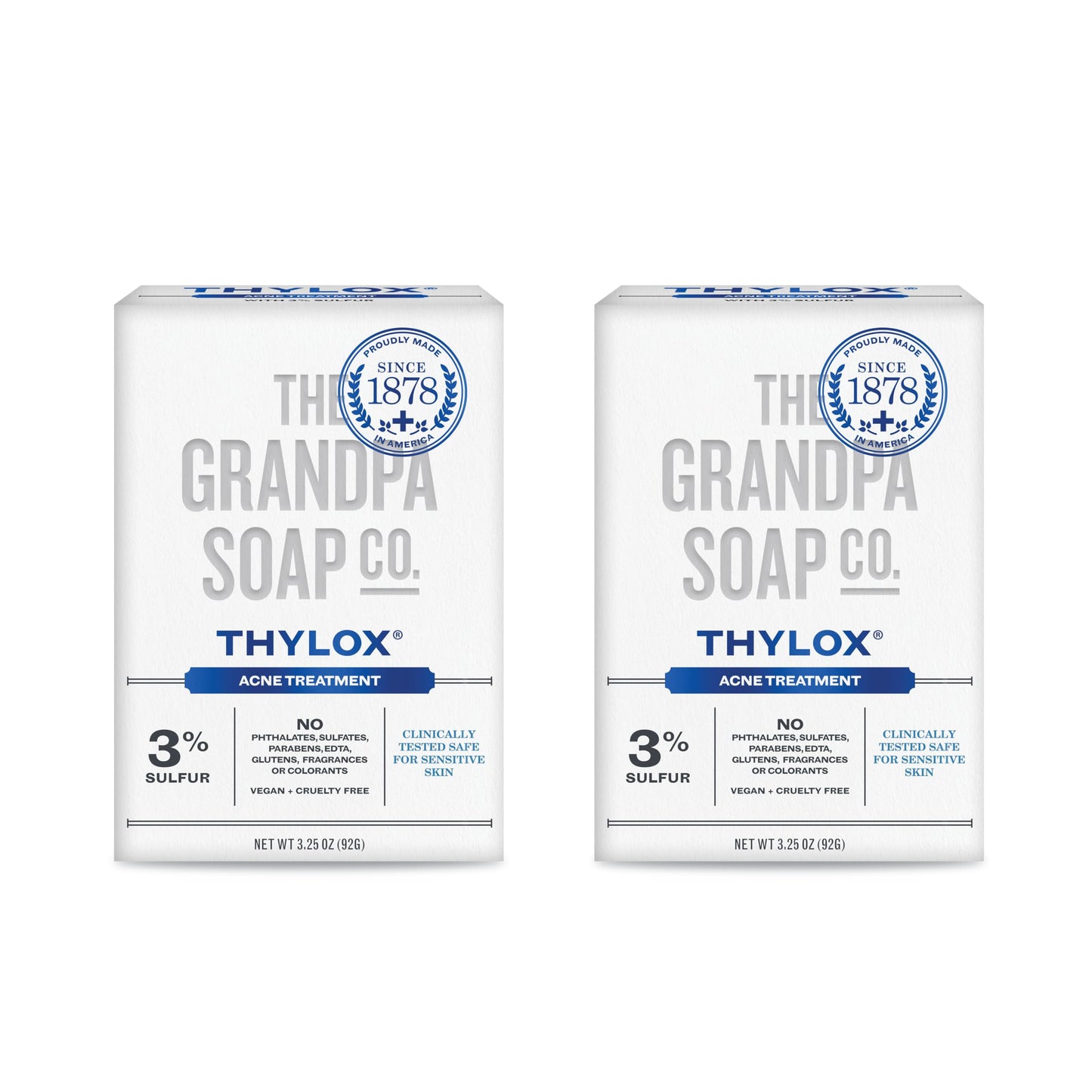 The Grandpa Soap Co. Thylox Acne Treatment Bar Soap - With 3% Natural Sulfur - Prevents and Eliminates breakouts - For Acne Prone Skin - Safe Beauty & Personal Care The Grandpa Soap Company