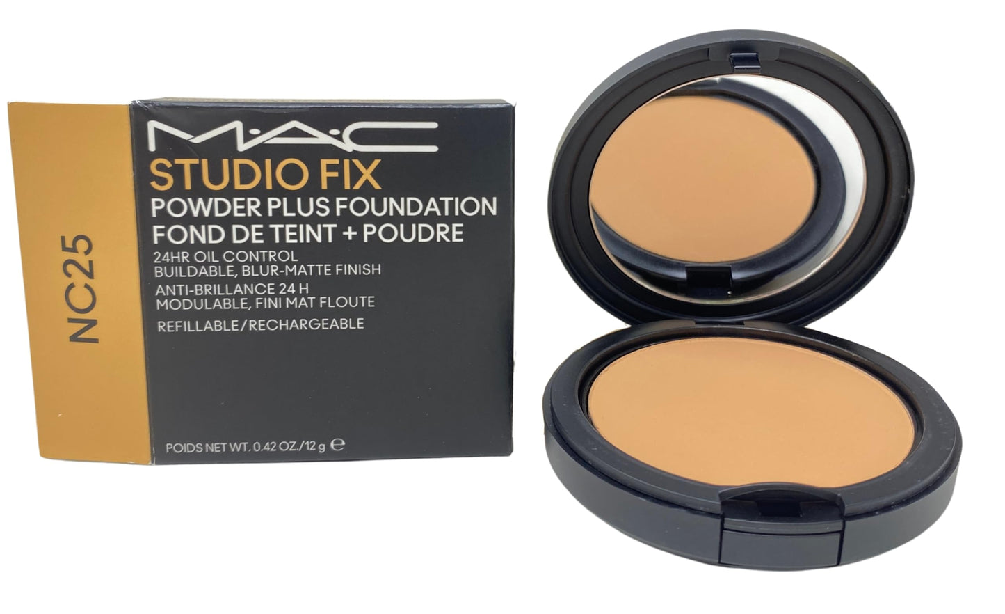 M.A.C Cosmetics Studio Fix Powder Plus Foundation 24-hour oil control - NC25 - (Light beige with golden peach undertone for light skin) 0.42 OZ / 12 G Beauty & Personal Care MAC