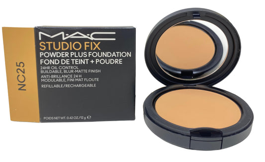 M.A.C Cosmetics Studio Fix Powder Plus Foundation 24-hour oil control - NC25 - (Light beige with golden peach undertone for light skin) 0.42 OZ / 12 G Beauty & Personal Care MAC