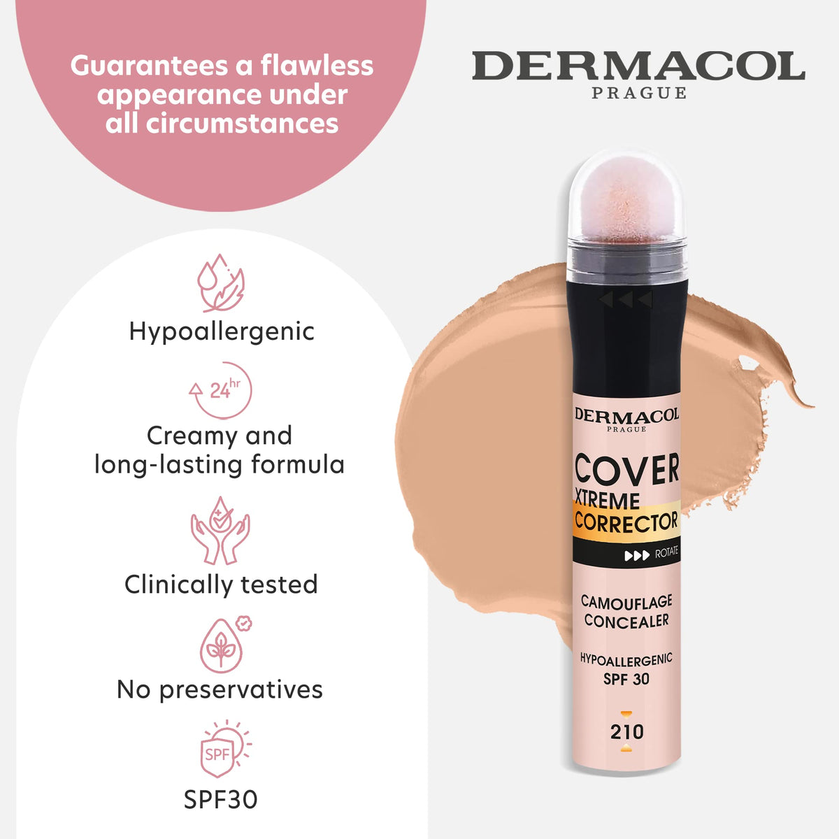 Dermacol - Cover Xtreme Corrector Contour Stick, Long Lasting Non-Allergenic Liquid Contour with SPF30, High Coverage Light Formula Corrector Beauty & Personal Care Dermacol