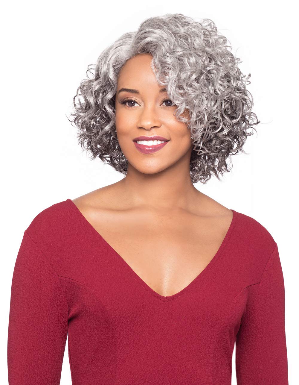 Foxy Silver (Martina) - Synthetic Lace Part Wig in JET BLACK