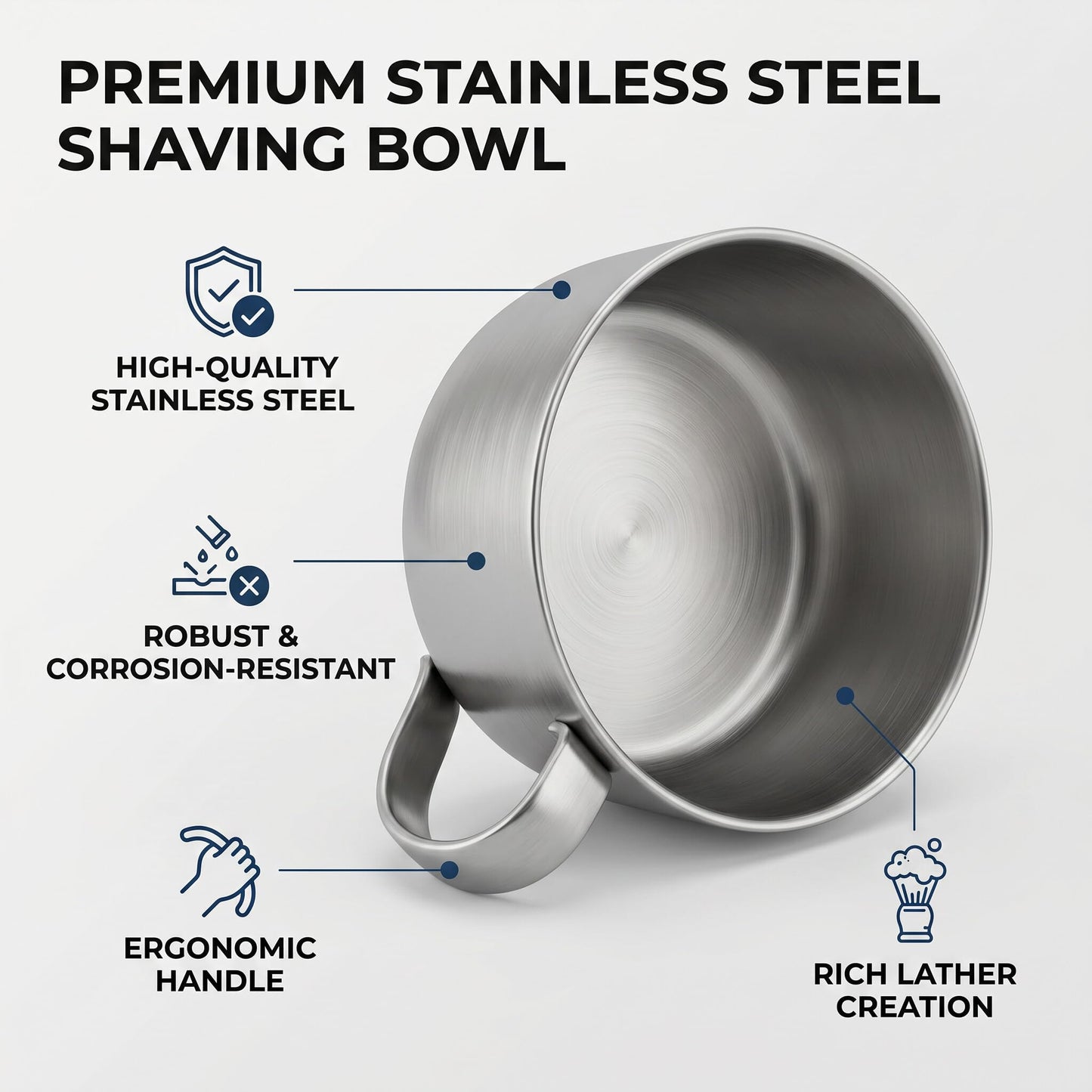 MAVIS LAVEN Stainless Steel Men's Shave Soap Bowl, Metal Shaving Soap Mug Bowl Cup Shaver Men Face Cleaning Soap Bowl Beauty and Personal Care MAVIS LAVEN