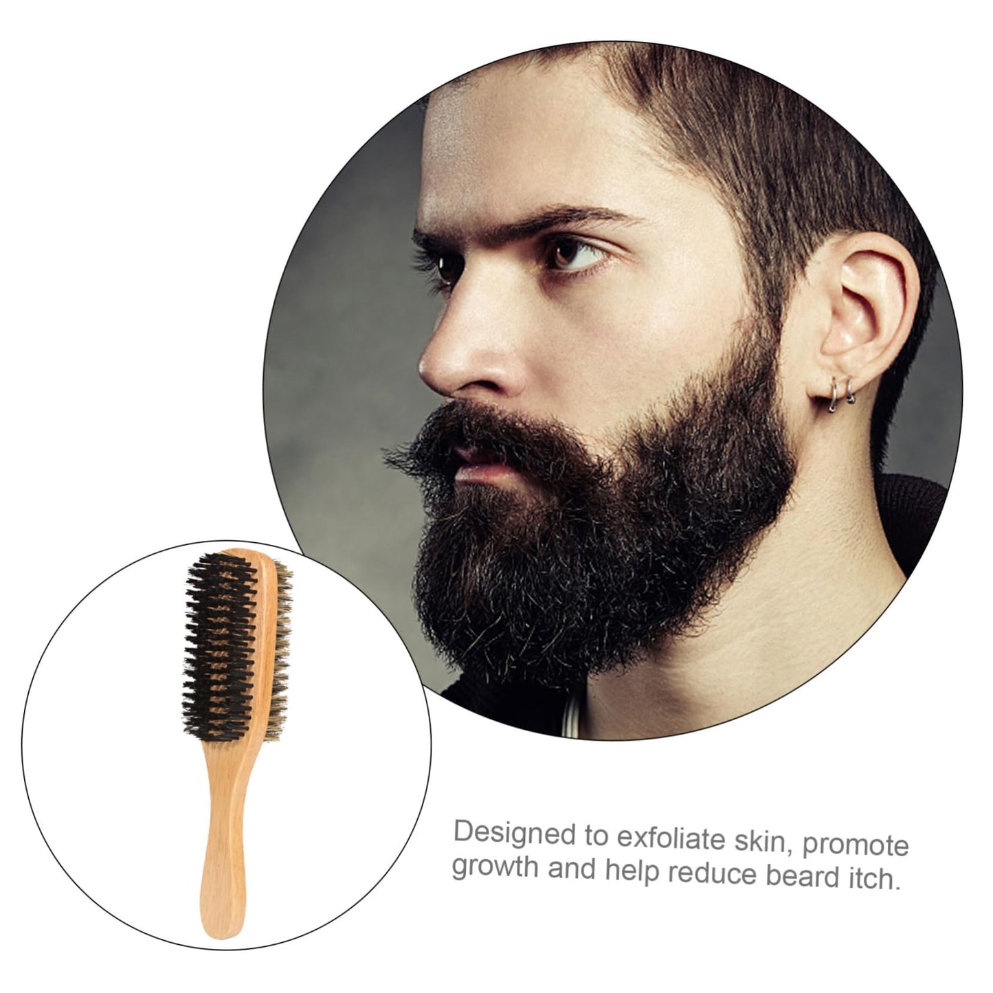 OUNONA 1Pc Dual Sided Boar Bristle Beard Brush Multi Function Grooming Tool for Men Natural Handle for Goatee Hair Cleaning present for Father Day Beauty and Personal Care OUNONA