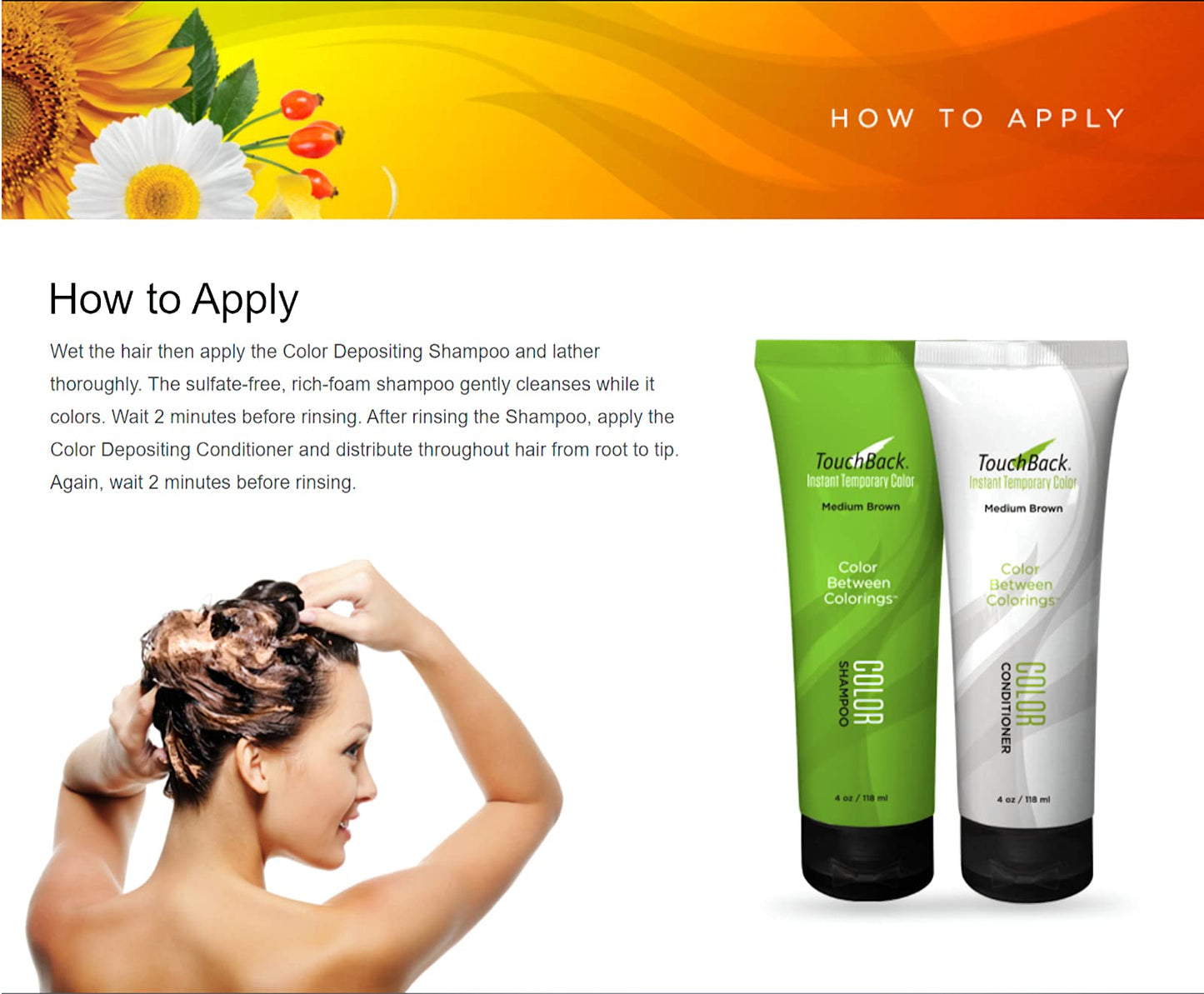 TouchBack Color Shampoo and Conditioner Set (Medium Brown) Beauty & Personal Care TouchBack