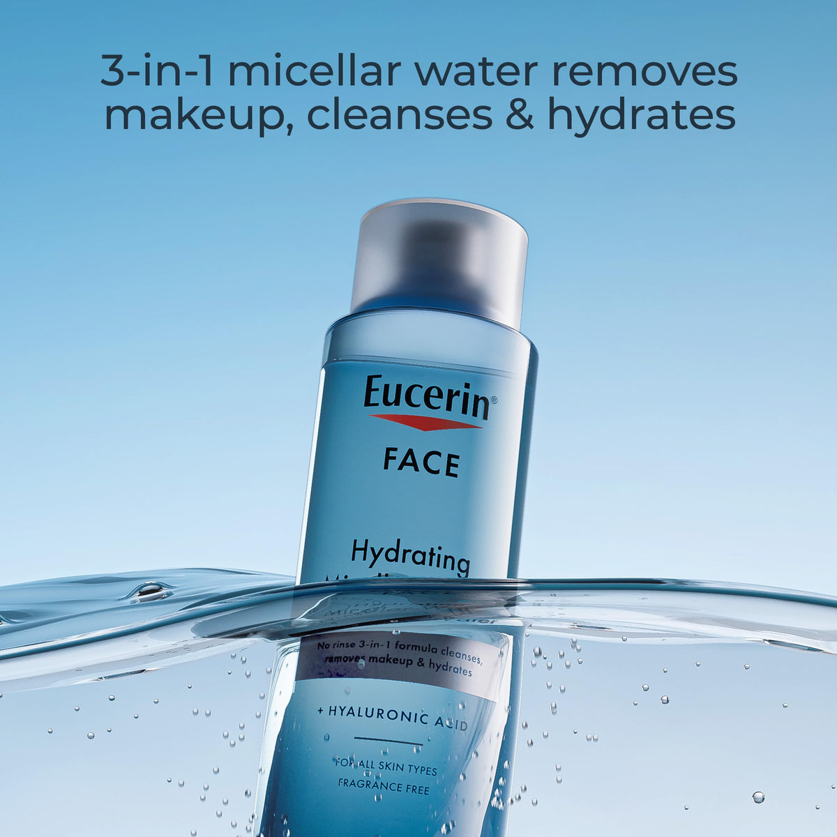 Eucerin Face Gentle Cleansing Hydrating Micellar Water with Hyaluronic Acid, Face Cleanser and Makeup Remover, Fragrance Free and Non-Drying for All Beauty & Personal Care Eucerin